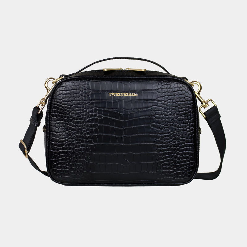 Luxe Diaper Clutch in Black Croc