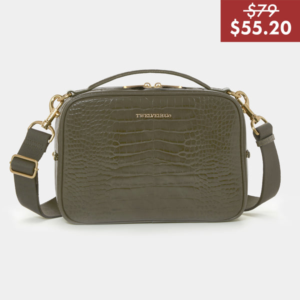 Luxe Diaper Clutch in Olive Croc