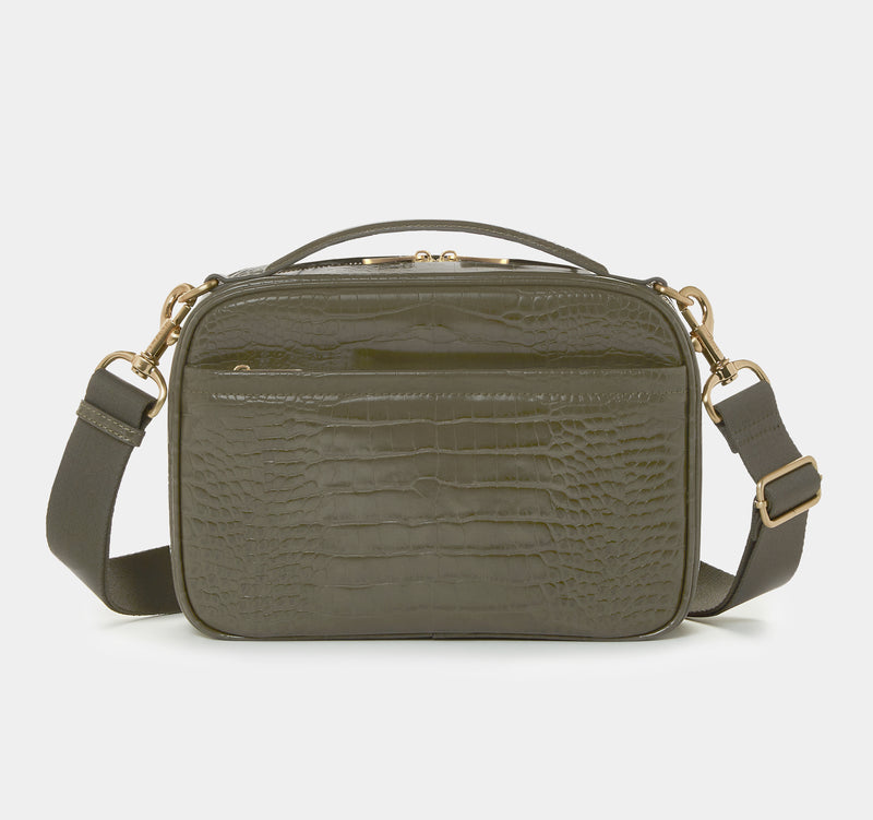 Luxe Diaper Clutch in Olive Croc