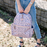 Midi-Go Diaper Bag Backpack in Pink Leopard