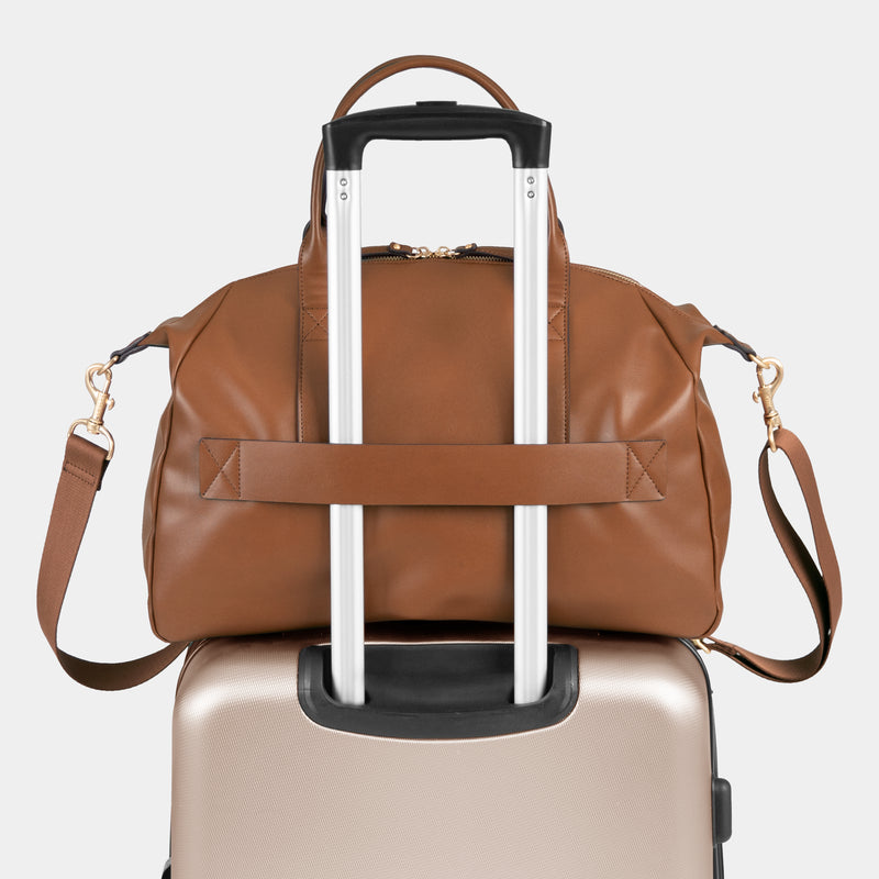 Peek-A-Boo Vegan Leather Diaper Bag Satchel 2.0 in Toffee