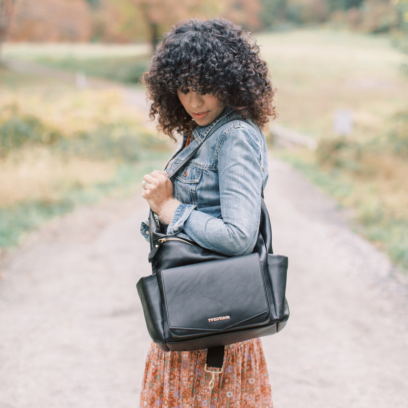 Peek-A-Boo Vegan Leather Convertible Hobo Backpack 2.0 in Black