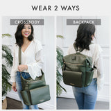 Peek-A-Boo Vegan Leather Convertible Hobo Backpack 1.0 in Olive